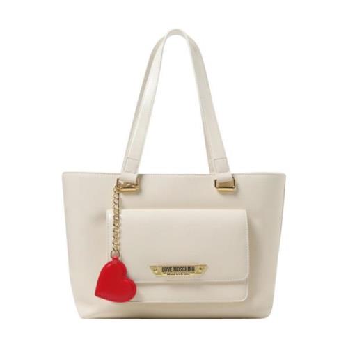 Love Moschino Elegant Axelväska med Charm Beige, Dam