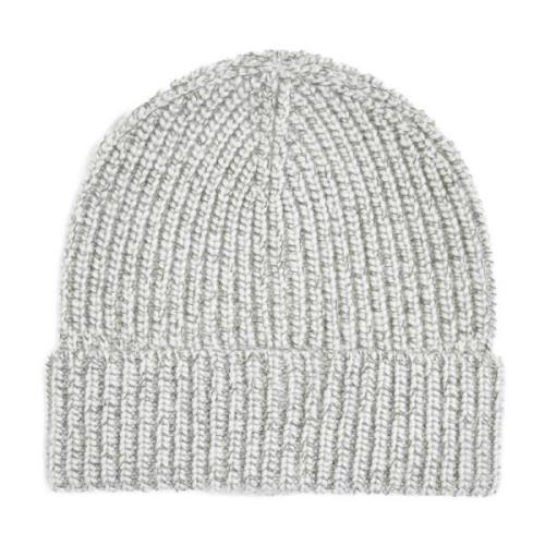 Brunello Cucinelli Grå Ribbstickad Kashmir Beanie Gray, Herr