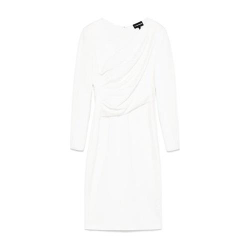 Emporio Armani Vit Jerseyklänning med Asymmetrisk Hals White, Dam