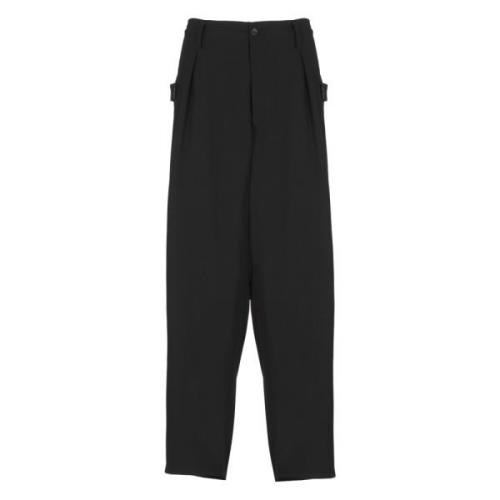 Yohji Yamamoto Svarta yllebyxor med knappfäste Black, Herr