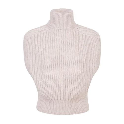 Eleventy Ärmlös polotröja Mohair silke Beige, Dam