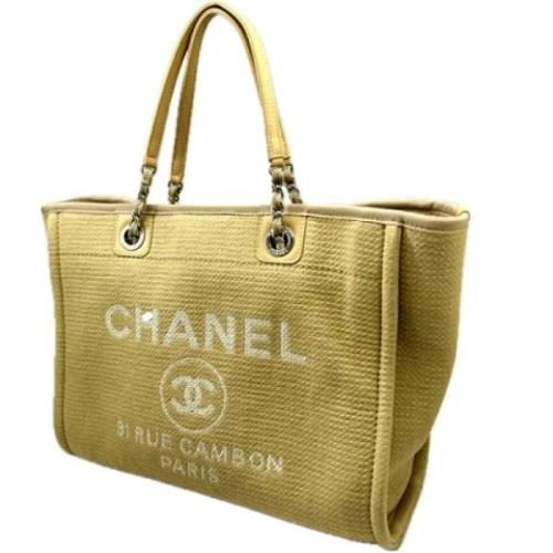 Chanel Vintage Pre-owned Canvas chanel-vskor Beige, Dam