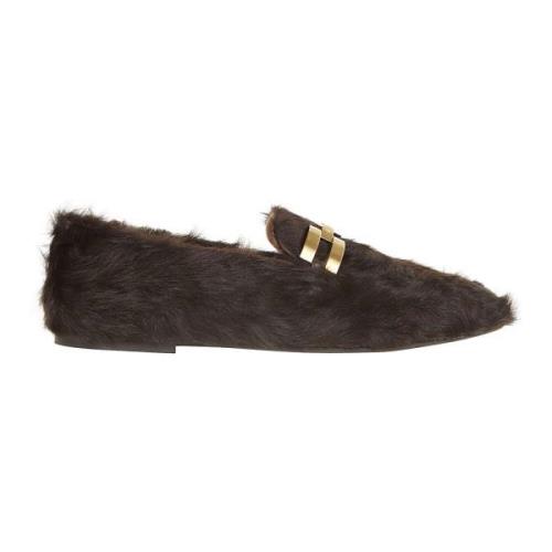 Aquazzura Espresso Furry Mocassin Skor Brown, Dam