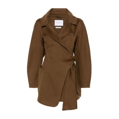 Max Mara Brun läder wraparound jacka Brown, Dam