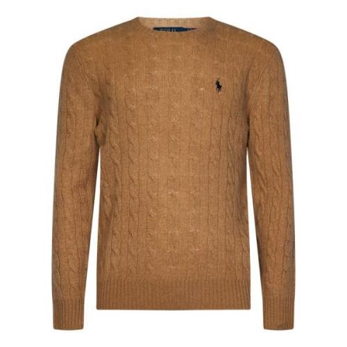 Polo Ralph Lauren Beige Kabelstickad Tröja med Pony Brodyr Beige, Herr