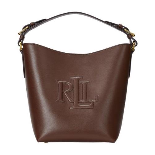 Ralph Lauren Brun Läderhinkväska med Oversize-Logotyp Brown, Dam