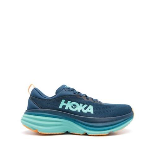 Hoka One One Stickade Sneakers med Oversize Gummisula Blue, Herr