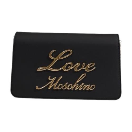 Love Moschino Svart axelväska med dragkedja Black, Dam