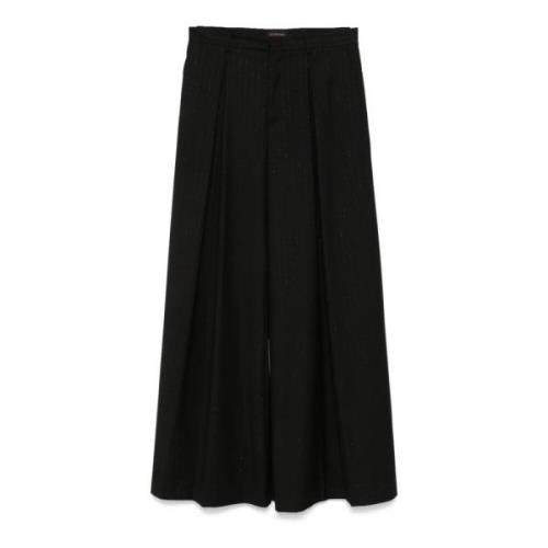 Andamane Svarta Randiga Wide Leg Byxor Black, Dam