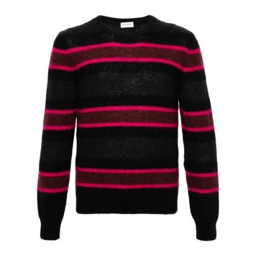 Saint Laurent Randig Mohair Ull Pullover Black, Herr