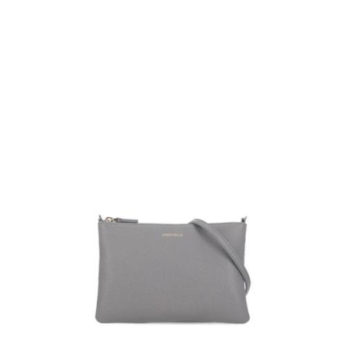 Coccinelle Grå Pebbleläder Pochette med Logotyp Gray, Dam