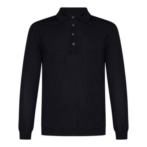 Low Brand Lyxig Midnight Blue Merino Ull Polo Blue, Herr