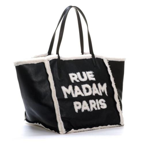 Rue Madame Svart Läderhandväska Elegant Design Black, Dam