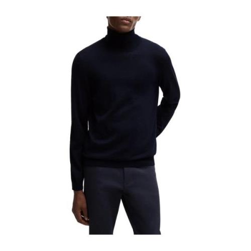 Hugo Boss Blå Ulltröja Slim Fit Blue, Herr