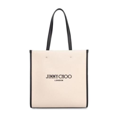 Jimmy Choo Logo Toteväska med Läderdetalj Beige, Dam