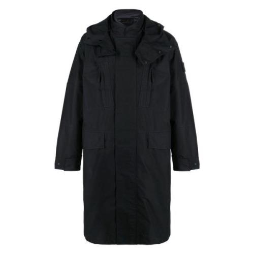 Stone Island Oversized Fit Coat Made in China Black, Herr