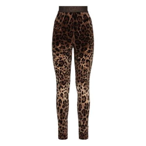 Dolce & Gabbana Leopard Jacquard Leggings Brown, Dam