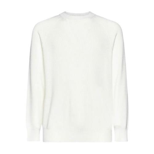 Brunello Cucinelli Lyxig Cashmere Pullover Sweater White, Herr