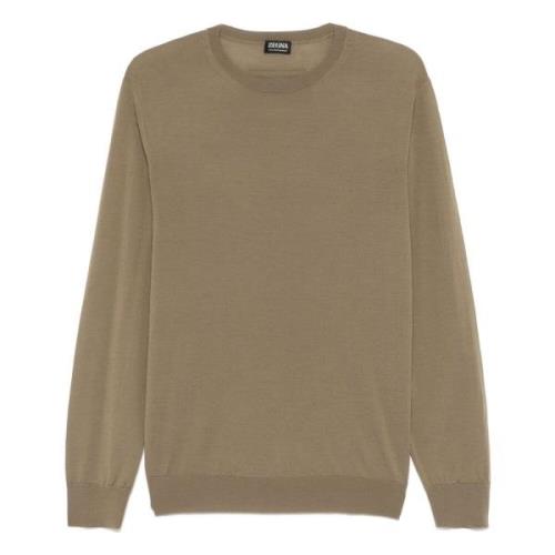 Ermenegildo Zegna Ull Crew-neck Stickat Green, Herr