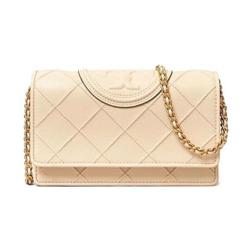 Tory Burch Stilren Läder Väska Beige, Dam