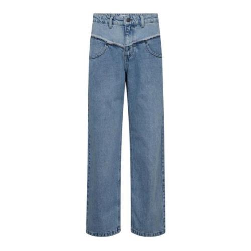 Co'Couture Denimcc Block Jeans med vida ben Blue, Dam