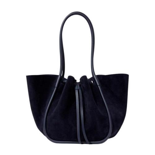 Proenza Schouler Mjuk Mocka Rynkad Tote Väska Black, Dam