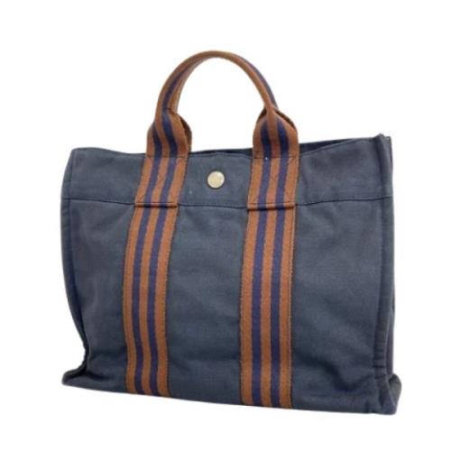 Hermès Vintage Pre-owned Canvas handvskor Blue, Dam