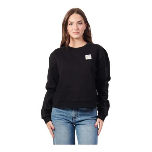 Emporio Armani Svart Cropped Tröja med Nyloninsatser Black, Dam