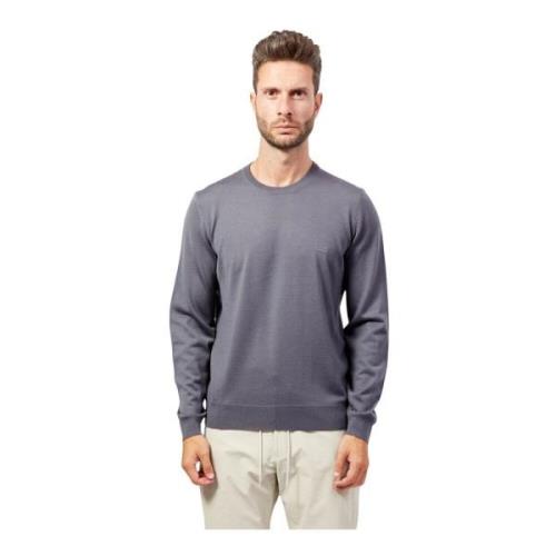 Hugo Boss Grå Crewneck Tröja Broderad Logotyp Gray, Herr