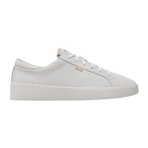 Hugo Boss Vita lädersneakers med logotyp White, Herr