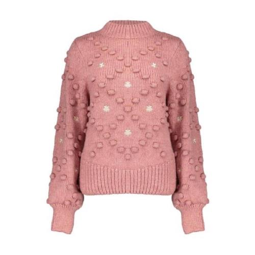 Geisha Blommig Dot Pullover Sweater Pink, Dam