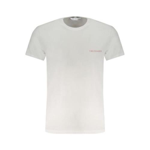 Trussardi Bomull T-shirt med Print Logo White, Herr