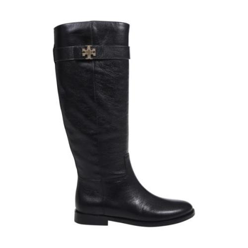 Tory Burch Svart Ridstövel med T-Lås Black, Dam