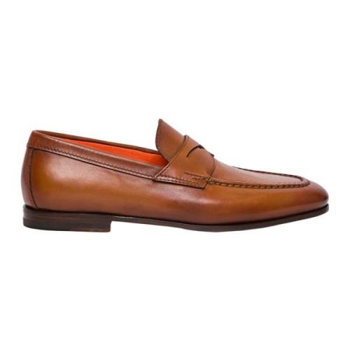 Santoni Läder Loafers Brown, Herr