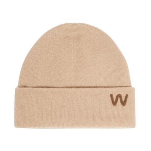 Max Mara Weekend Kashmir Logo-broderad Beanie Mössa Beige, Dam