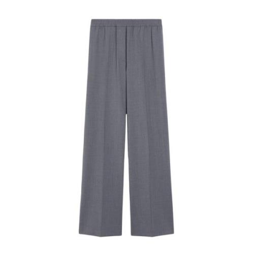 Max Mara Weekend Flanell Cropped Byxor med Hög Midja Gray, Dam