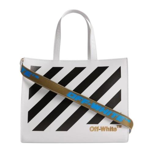 Off White Vit läder Crossbody väska med guld hardware White, Dam