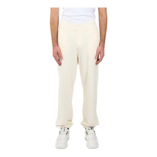 Msgm Logo Sweatpants Wide Leg Regular Fit White, Herr