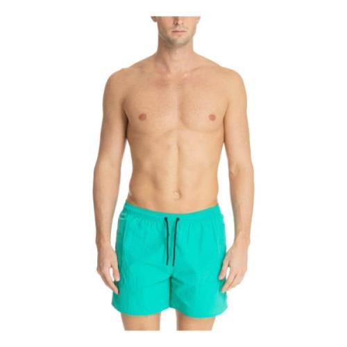 Emporio Armani EA7 Enfärgade Logga Badshorts Dragsko Stängning Green, ...