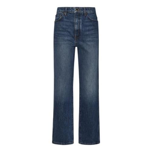 Khaite Blå Faded High-Waisted Cropped Jeans Blue, Dam