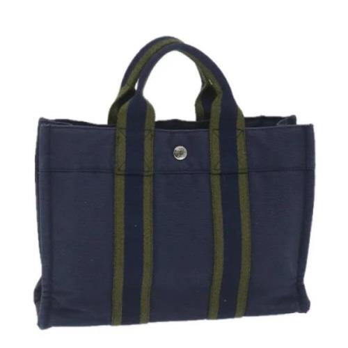 Hermès Vintage Pre-owned Canvas handvskor Blue, Dam