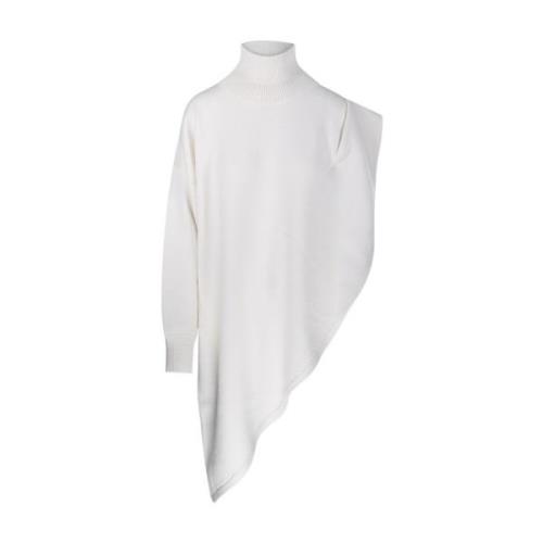 Alaïa Elegant Asymmetrisk Cape i Vit White, Dam