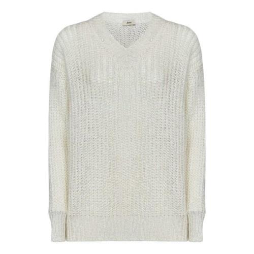 Herno Vit Paljett Sweatshirt Elegant Stil White, Dam