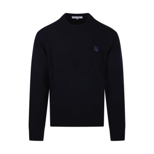 Maison Kitsuné Räv Huvud Lapplamm Sweatshirt Jumper Blue, Herr