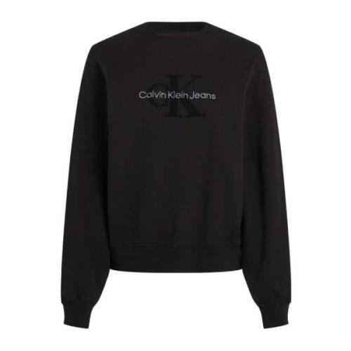 Calvin Klein Svart Logosweatshirt - Rak passform Black, Dam