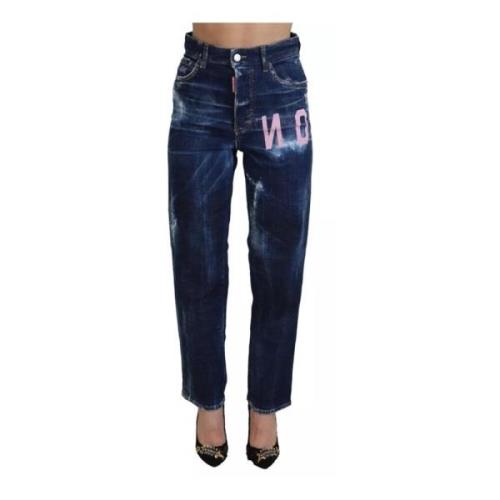 Dsquared2 Cool Girl Distressed Straight Leg Jeans Blue, Dam