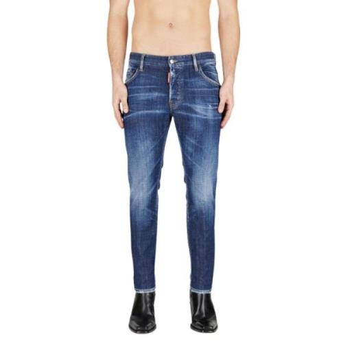 Dsquared2 Blå Skater Jeans med Logo Patch Blue, Herr