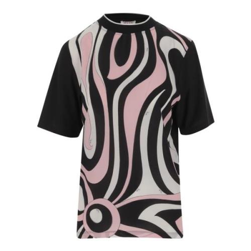 Emilio Pucci Marmormönster Bomull T-shirt Multicolor, Dam