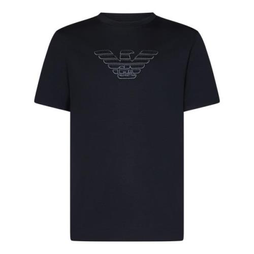 Emporio Armani Blå Logo Broderad T-shirt Blue, Herr