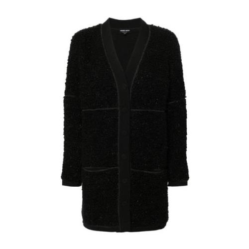 Giorgio Armani Svart Boucle Tröja Metallic Detalj Black, Dam